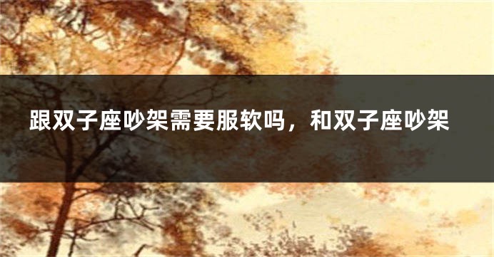 跟双子座吵架需要服软吗，和双子座吵架
