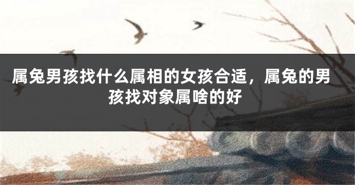 属兔男孩找什么属相的女孩合适，属兔的男孩找对象属啥的好