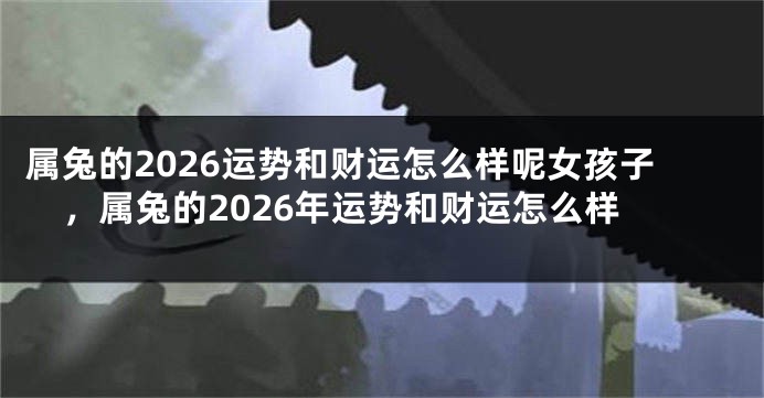 属兔的2026运势和财运怎么样呢女孩子，属兔的2026年运势和财运怎么样