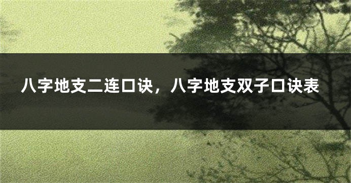 八字地支二连口诀，八字地支双子口诀表