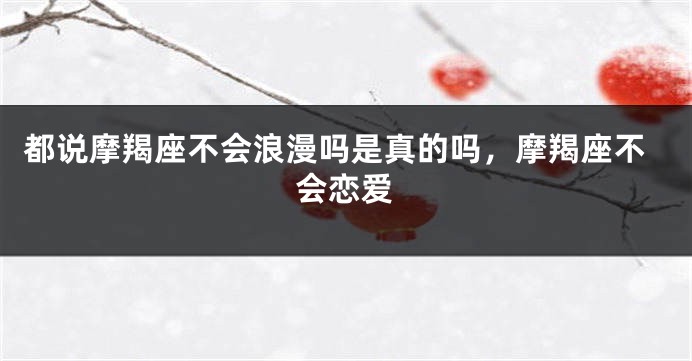 都说摩羯座不会浪漫吗是真的吗，摩羯座不会恋爱