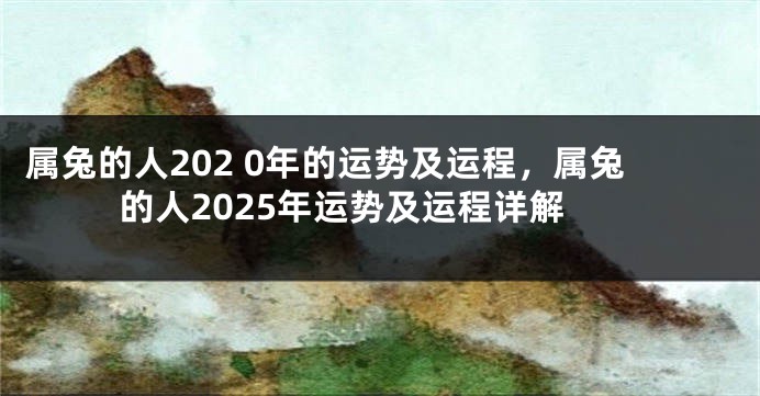 属兔的人202 0年的运势及运程，属兔的人2025年运势及运程详解