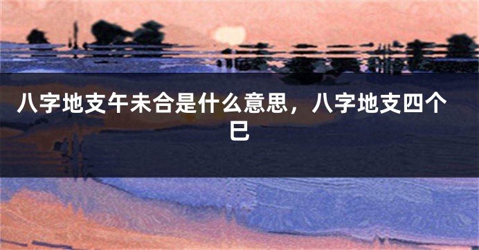 八字地支午未合是什么意思，八字地支四个巳
