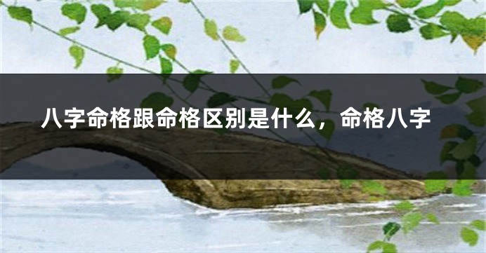 八字命格跟命格区别是什么，命格八字