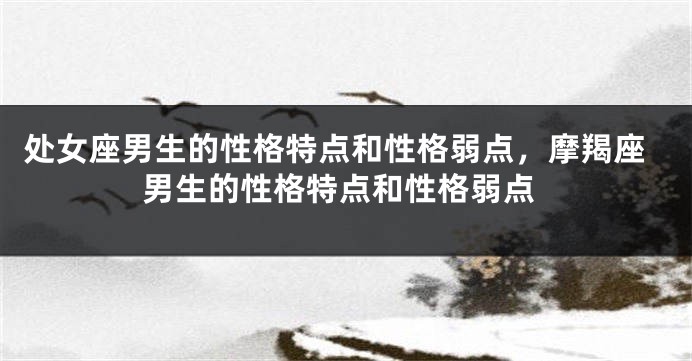 处女座男生的性格特点和性格弱点，摩羯座男生的性格特点和性格弱点