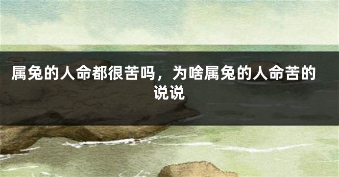 属兔的人命都很苦吗，为啥属兔的人命苦的说说