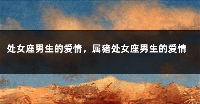处女座男生的爱情，属猪处女座男生的爱情