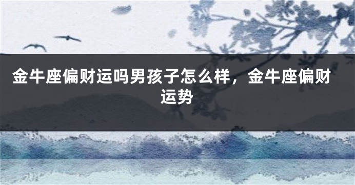 金牛座偏财运吗男孩子怎么样，金牛座偏财运势