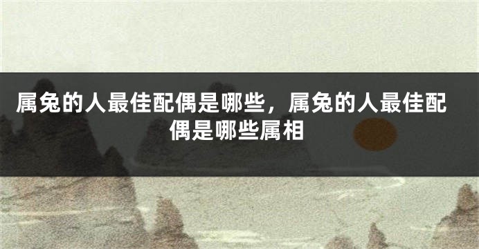 属兔的人最佳配偶是哪些，属兔的人最佳配偶是哪些属相