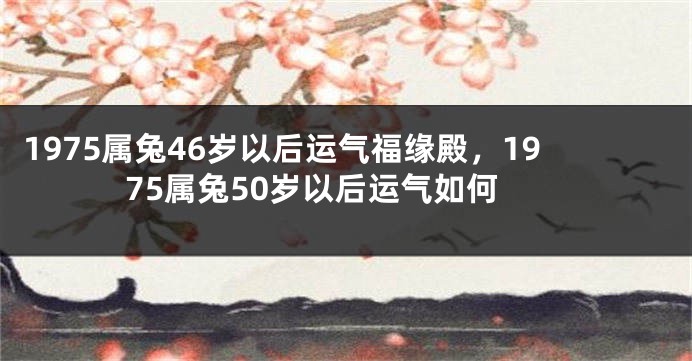 1975属兔46岁以后运气福缘殿，1975属兔50岁以后运气如何