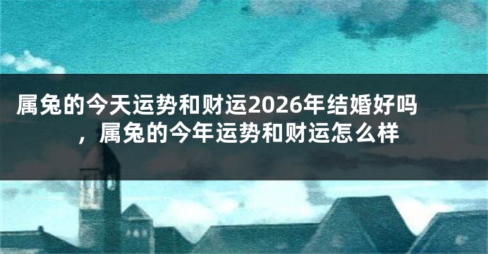 属兔的今天运势和财运2026年结婚好吗，属兔的今年运势和财运怎么样