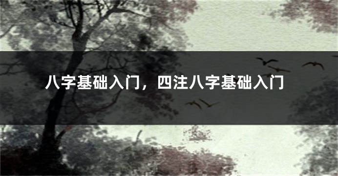 八字基础入门，四注八字基础入门