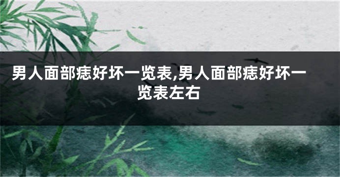 男人面部痣好坏一览表,男人面部痣好坏一览表左右