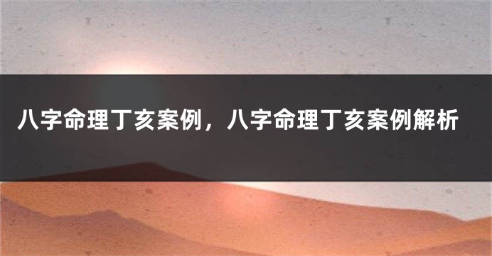 八字命理丁亥案例，八字命理丁亥案例解析