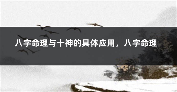 八字命理与十神的具体应用，八字命理