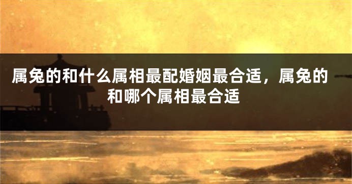 属兔的和什么属相最配婚姻最合适，属兔的和哪个属相最合适