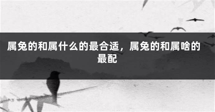 属兔的和属什么的最合适，属兔的和属啥的最配
