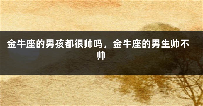 金牛座的男孩都很帅吗，金牛座的男生帅不帅