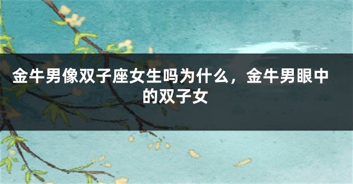 金牛男像双子座女生吗为什么，金牛男眼中的双子女