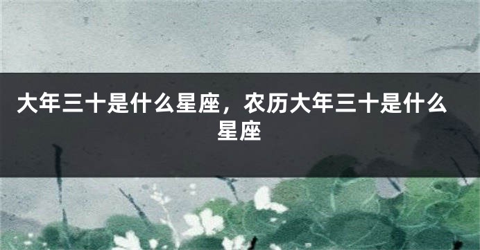 大年三十是什么星座，农历大年三十是什么星座