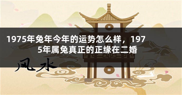 1975年兔年今年的运势怎么样，1975年属兔真正的正缘在二婚