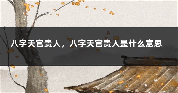 八字天官贵人，八字天官贵人是什么意思