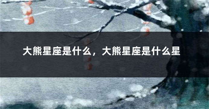 大熊星座是什么，大熊星座是什么星