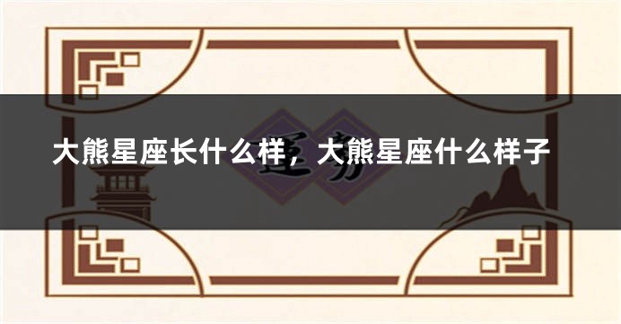 大熊星座长什么样，大熊星座什么样子