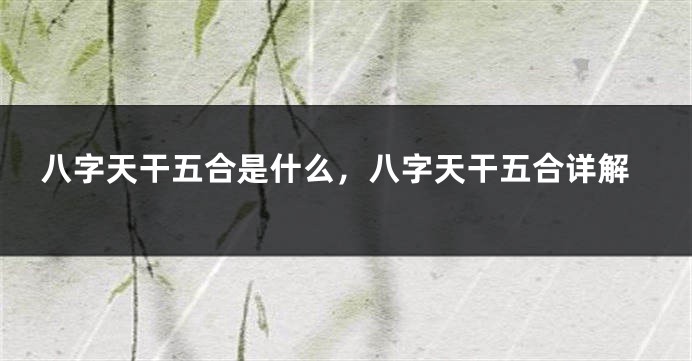 八字天干五合是什么，八字天干五合详解