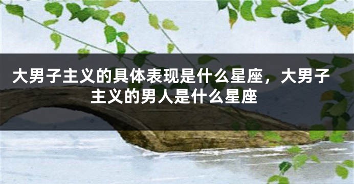 大男子主义的具体表现是什么星座，大男子主义的男人是什么星座