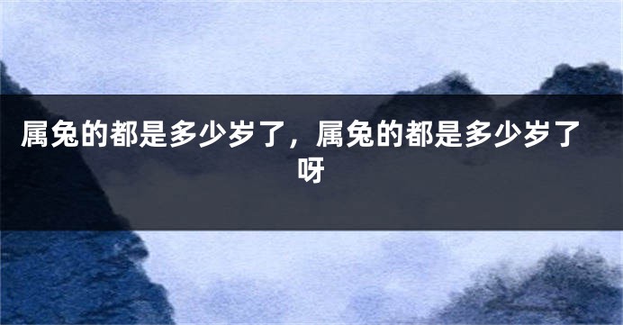 属兔的都是多少岁了，属兔的都是多少岁了呀