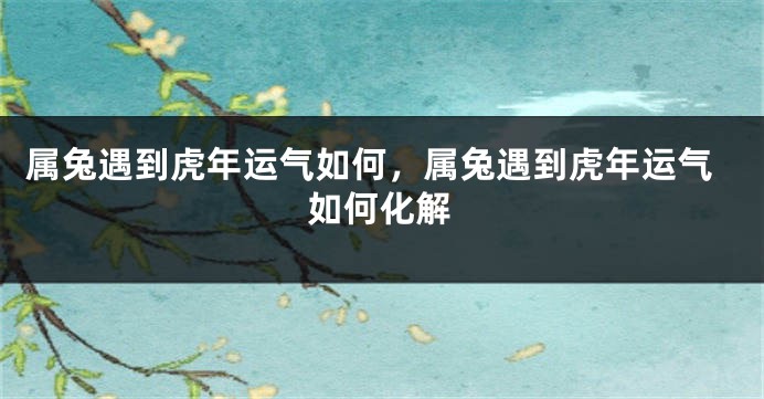 属兔遇到虎年运气如何，属兔遇到虎年运气如何化解