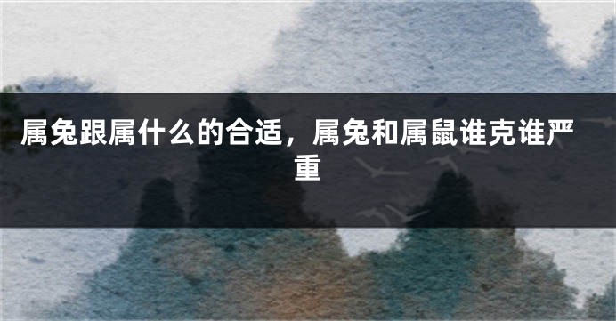 属兔跟属什么的合适，属兔和属鼠谁克谁严重