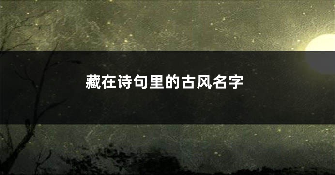 藏在诗句里的古风名字