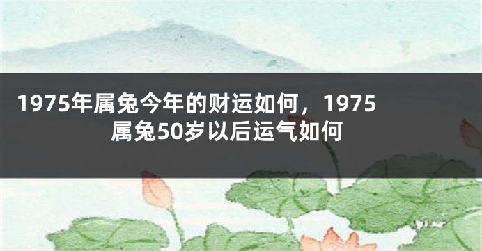 1975年属兔今年的财运如何，1975属兔50岁以后运气如何