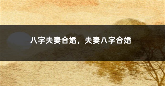 八字夫妻合婚，夫妻八字合婚