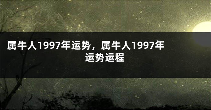 属牛人1997年运势，属牛人1997年运势运程