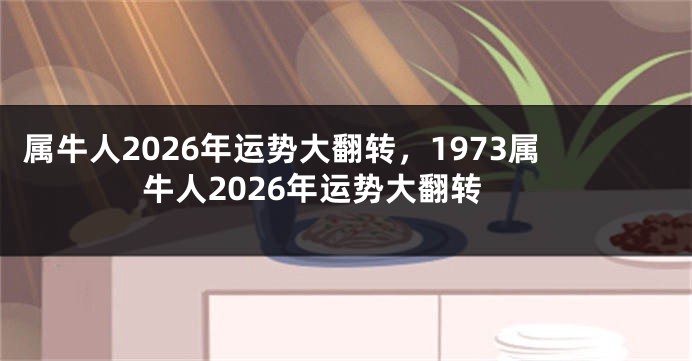 属牛人2026年运势大翻转，1973属牛人2026年运势大翻转