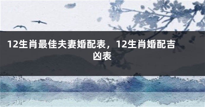 12生肖最佳夫妻婚配表，12生肖婚配吉凶表