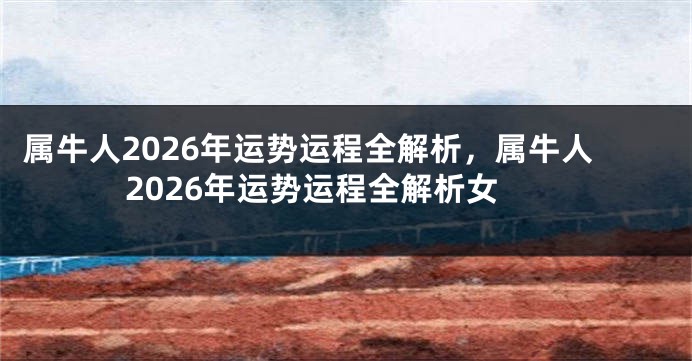 属牛人2026年运势运程全解析，属牛人2026年运势运程全解析女