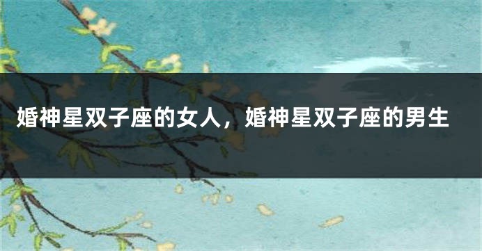 婚神星双子座的女人，婚神星双子座的男生