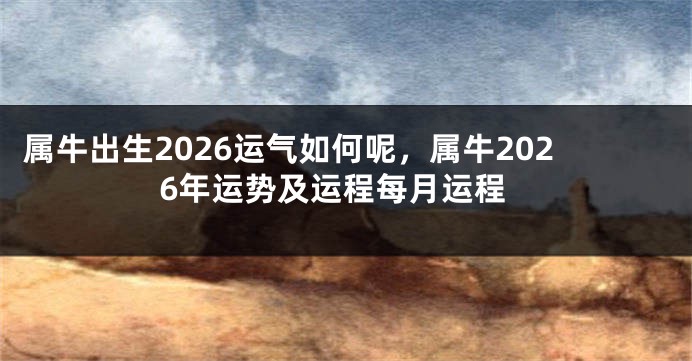属牛出生2026运气如何呢，属牛2026年运势及运程每月运程