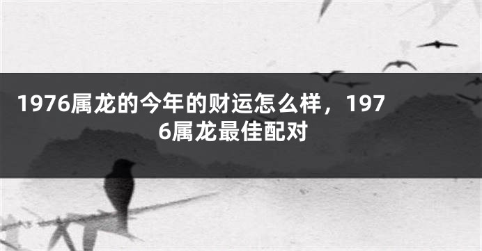 1976属龙的今年的财运怎么样，1976属龙最佳配对