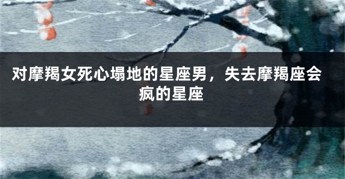 对摩羯女死心塌地的星座男，失去摩羯座会疯的星座