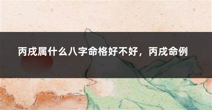 丙戌属什么八字命格好不好，丙戌命例