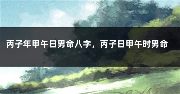 丙子年甲午日男命八字，丙子日甲午时男命