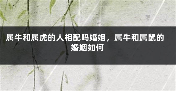 属牛和属虎的人相配吗婚姻，属牛和属鼠的婚姻如何