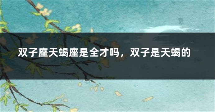 双子座天蝎座是全才吗，双子是天蝎的
