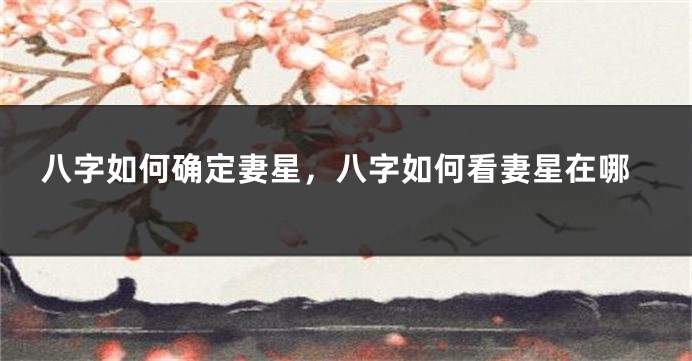 八字如何确定妻星，八字如何看妻星在哪