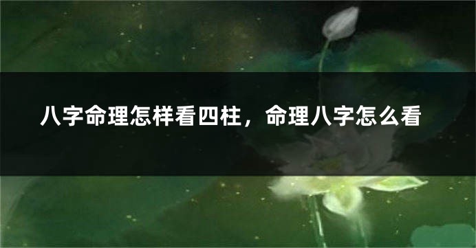 八字命理怎样看四柱，命理八字怎么看